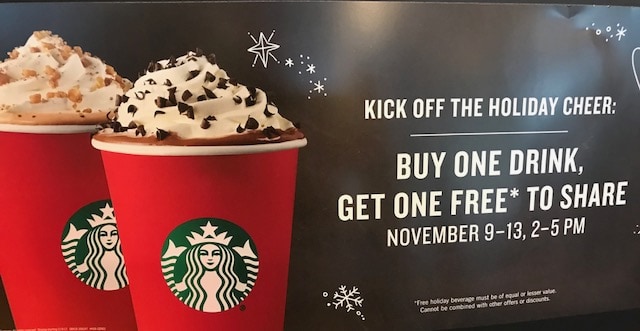 Free Starbucks Holiday Drinks
