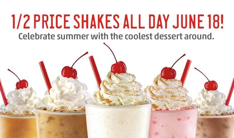 Sonic Half Price Shakes All Day June 18