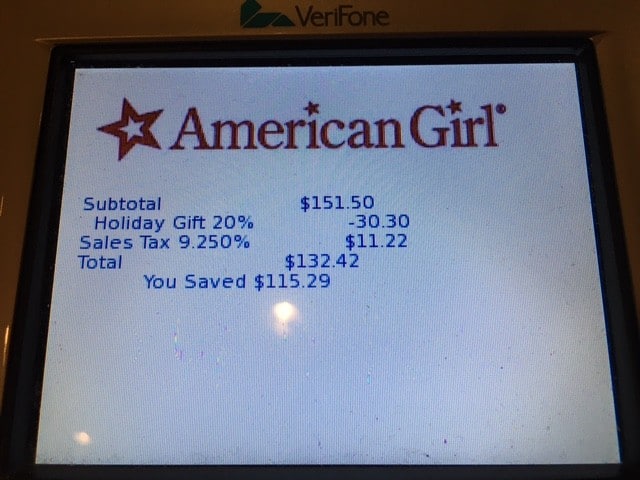 American Girl Receipt December 2015