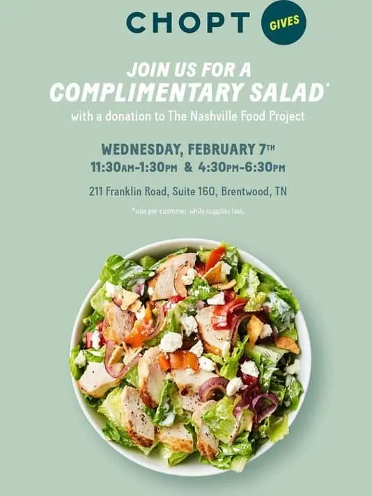 Free Chopt Salad TODAY