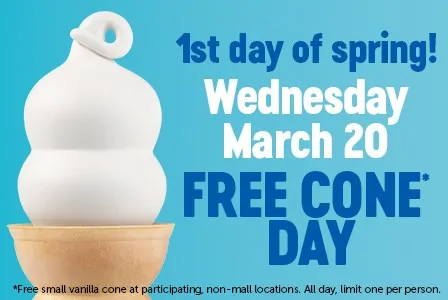 Dairy Queen Free Cone Day March 20, 2019