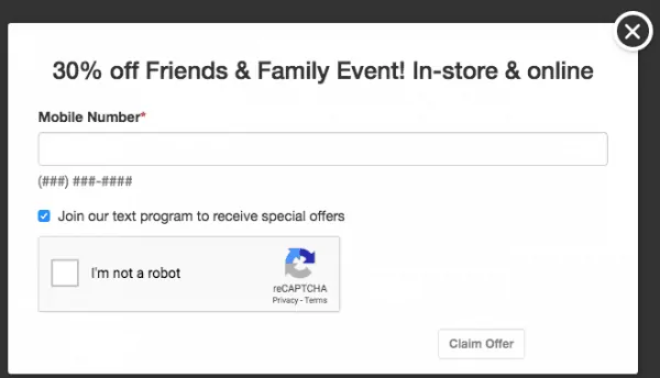 payless friends and family text coupon