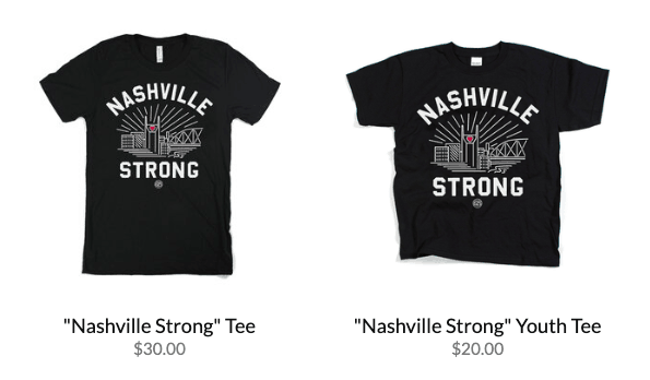 nashville strong t-shirt from Project 615 to support victims of the nashville tornado