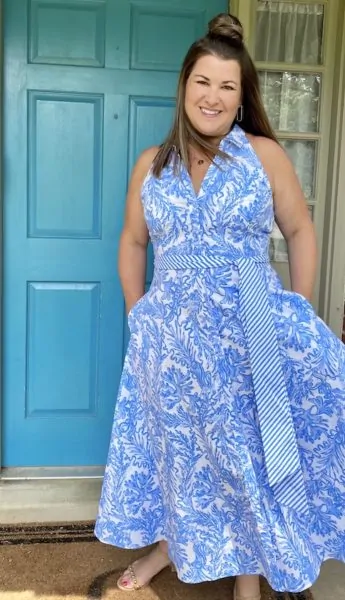 Lilly Pulitzer blue collar maxi dress The Sami Cone Show August 2020