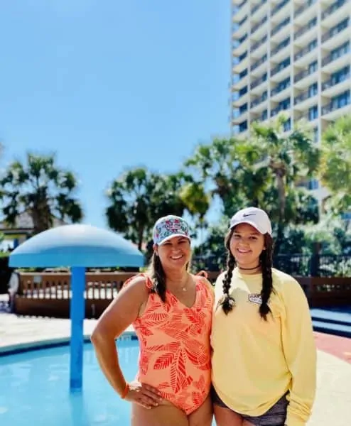 Sami and Kariss at Beach Cove Resort pool in North Myrtle Beach