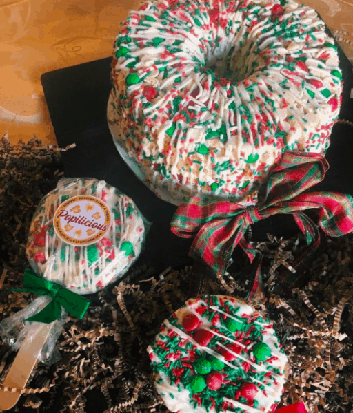 Popilicious popcorn Christmas cakes and pops