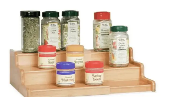 Bamboo Expandable 3-Tier Spice Rack Step Shelf Cabinet Organizer