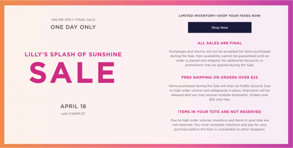 Lilly Splash of Sunshine Sale April 2022 Lilly Pulitzer sale