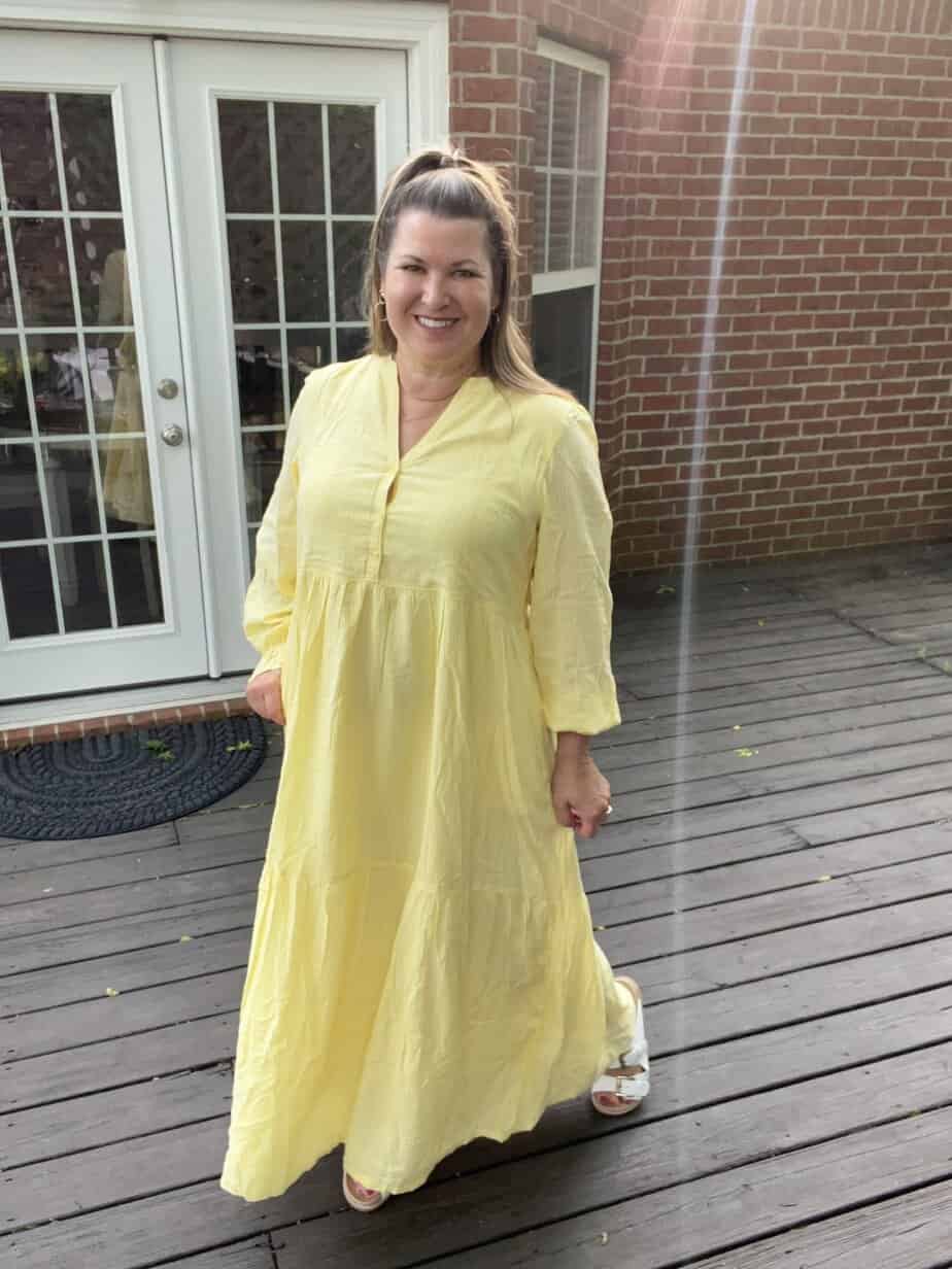 ABLE Jane Maxi Dress try-on size