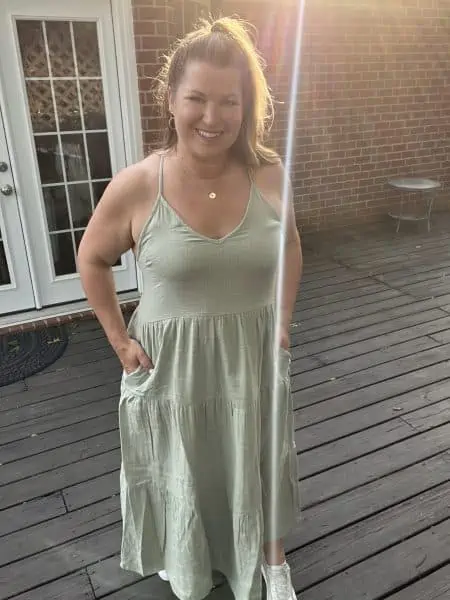 ABLE Tyler Strappy Maxi dress try-on