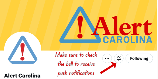 how to get alert Carolina push notifications on Twitter